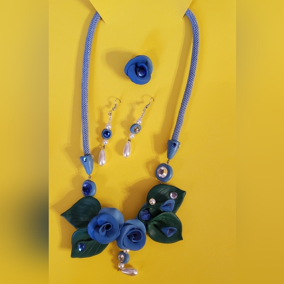 One of a kind, Handmade rose jewelry set - Picture 1 of 6